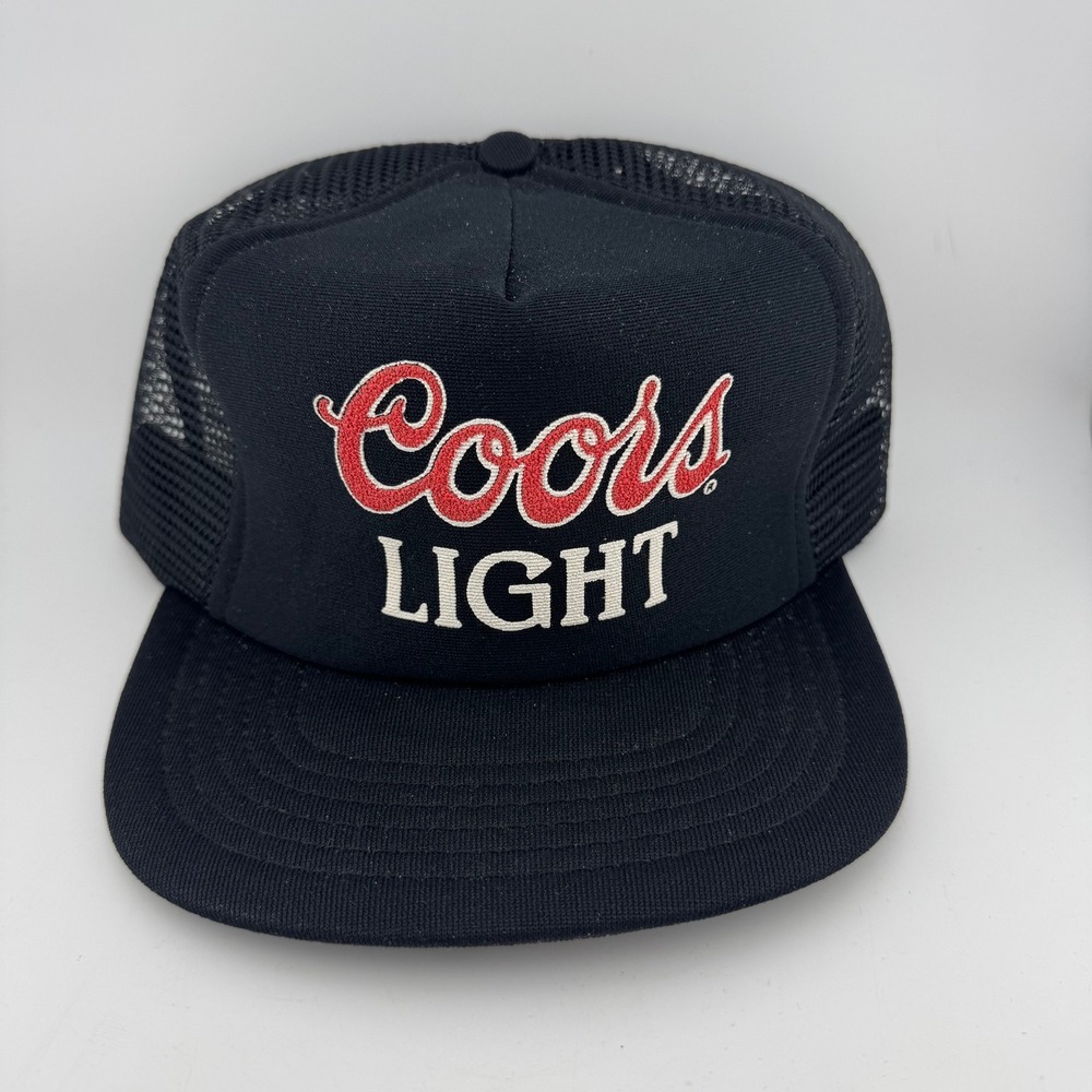 Coors Light Trucker Hat OSFM Black Excellent Vintage Snapback Mesh Cap